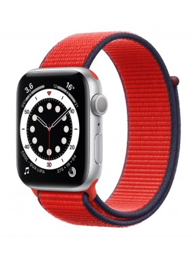 Apple Watch Series 6 GPS Aluminiumgehäuse Silber 44mm Sport Loop Rot