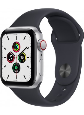Apple Watch SE Aluminiumgehäuse Silber mit Sportarmband GPS + Cellular 40mm Logo