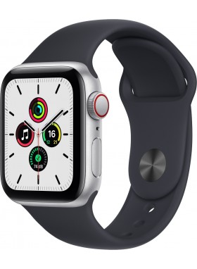 Apple Watch SE Aluminiumgehuse Silber mit Sportarmband GPS + Cellular 40mm Logo