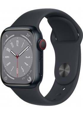 Apple Watch Series 8 Aluminiumgehäuse Mitternacht mit Sportarmband 41mm GPS + Cellular Logo