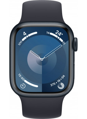 Apple Watch Series 9 | GPS + Cellular 41 mm Aluminiumgehuse | Gummi Solo Loop Armband | Mitternacht