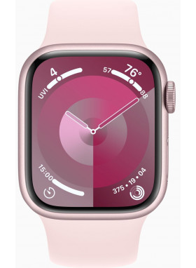 Apple Watch Series 9 | GPS 41 mm Aluminiumgehuse | Gummi Solo Loop Armband | Hellrosa